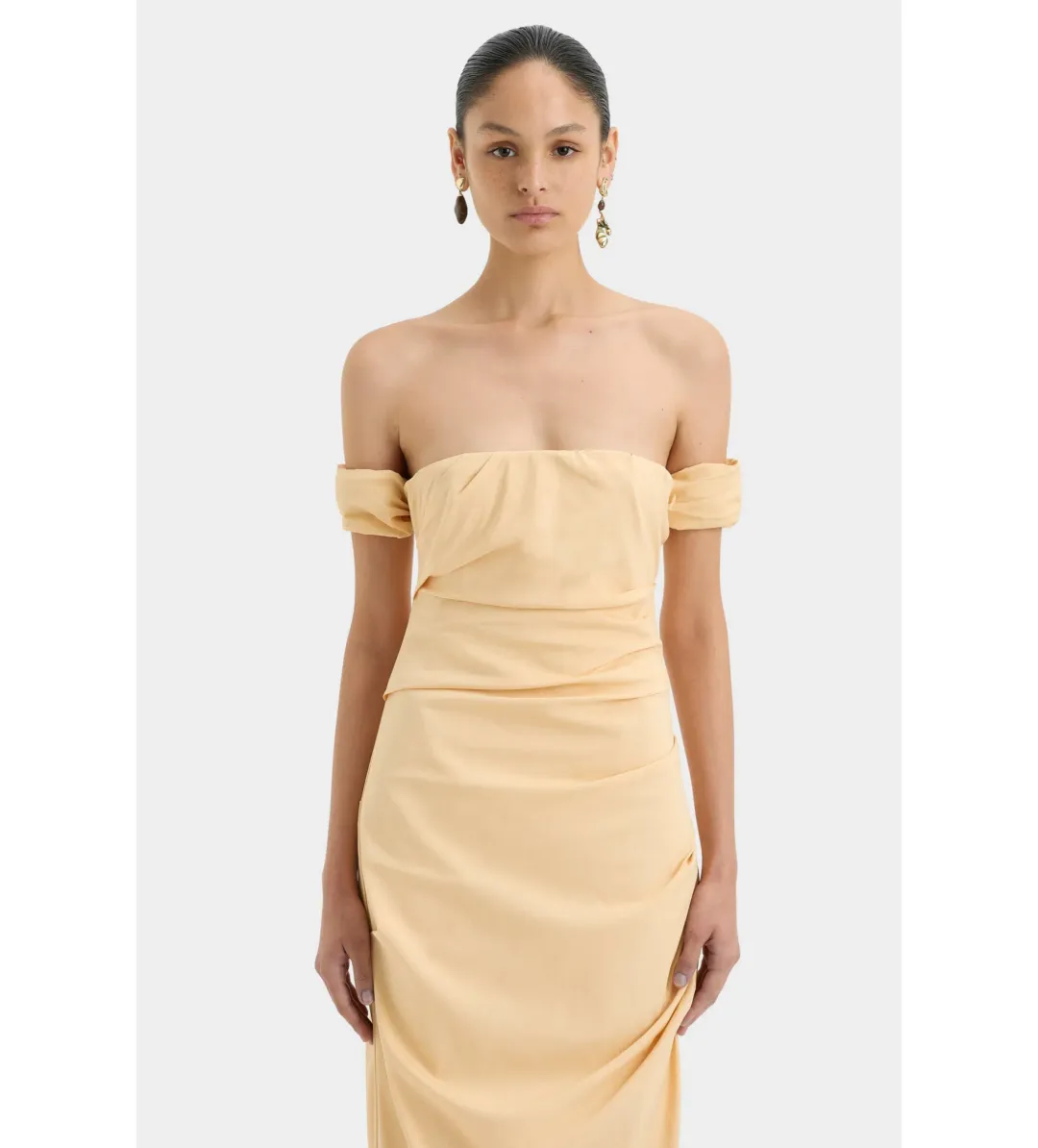 Sir the Label The Carmen Draped Gown in Light Peach Size 2/Au 10 for rent on The Volte - main image