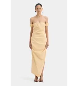 Sir the Label The Carmen Draped Gown in Light Peach Size 2/Au 10 for rent on The Volte - image 1