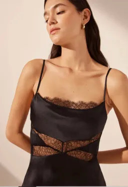 Shona Joy Leticia Silk Cowl Neck Lace Maxi Dress Black Size 6 for rent on The Volte - image 2