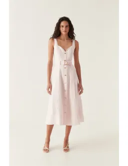 Aje Clay Belted Midi Dress Pastel Pink size8 for rent on The Volte - image 8