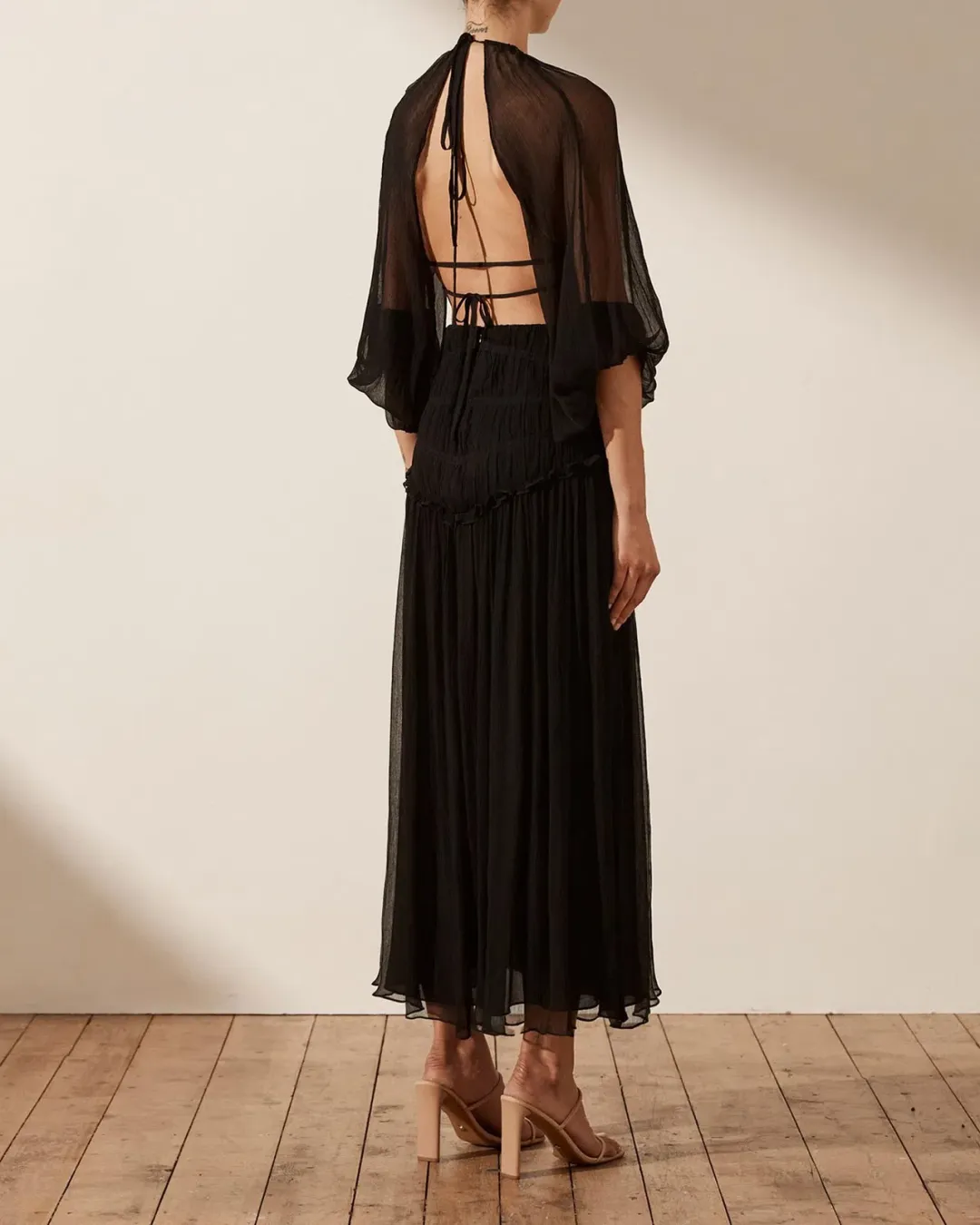 Shona Joy Safira Cut Out Backless Midi Dress in Black Size AU 8 for rent on The Volte - main image