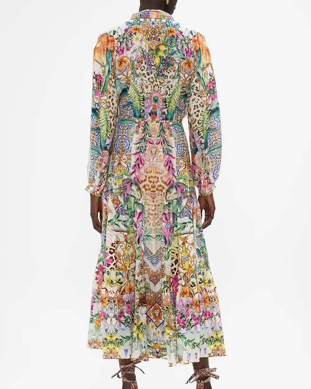 Camilla Flowers Of Neptune Tiered Long Shirt Dress Floral Size XXL / AU 18 for rent on The Volte - main image