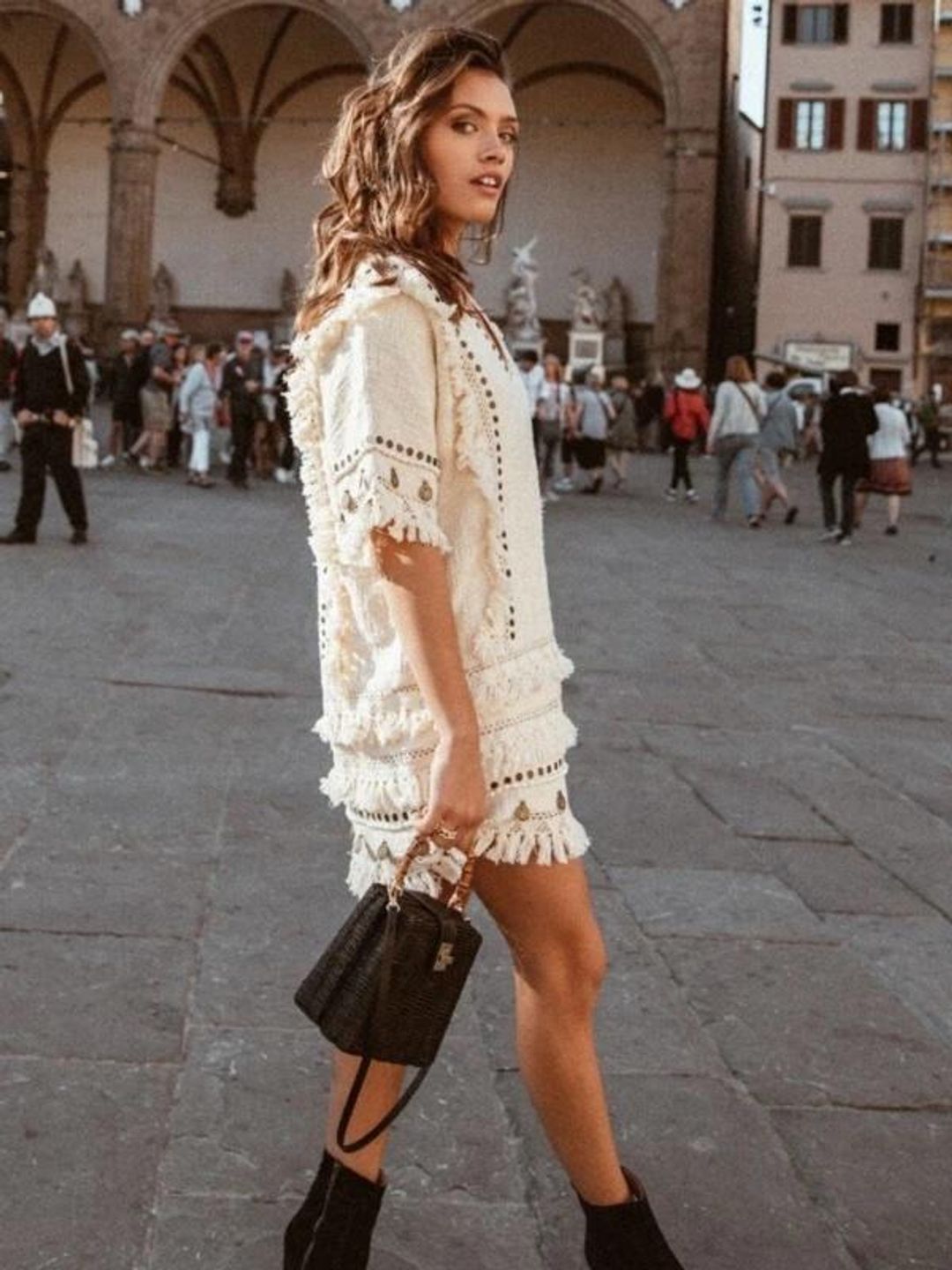 Spell and the Gypsy Alphie Smock Mini Dress Cream Size 6 for rent on The Volte - main image