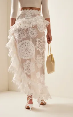 Zimmermann Matchmaker Doily Skirt Ivory Size 1 & Matchmaker Crop Knit Parchment Size 1/ AU 10 for rent on The Volte - image 2