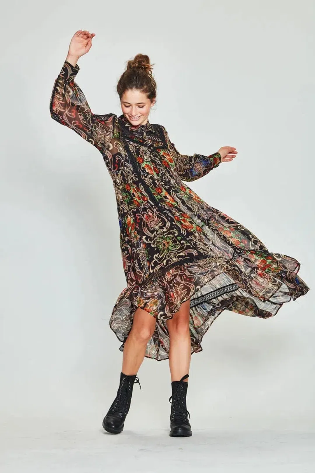 COOP State of Lace Midi Dress Black Moonflower Print Size S / AU 8 for rent on The Volte - main image