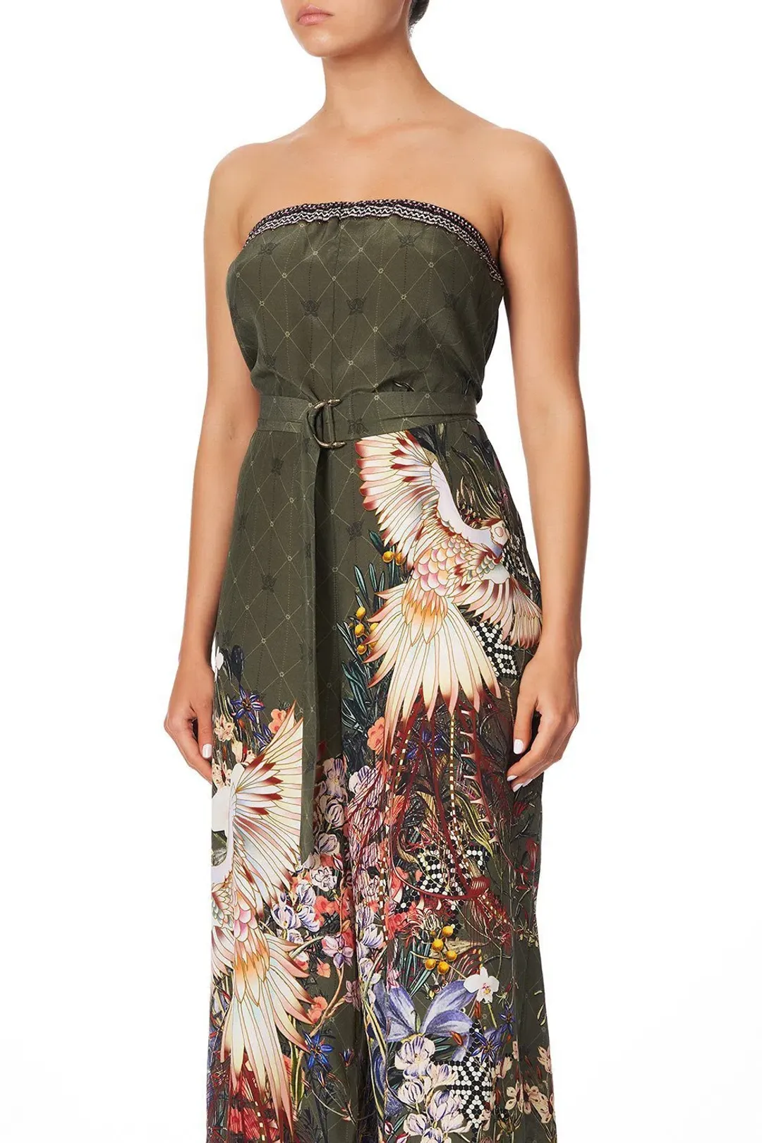 Camilla Watchful Wings Strapless Jumpsuit with D Ring Belt Size XS / AU 8 for rent on The Volte - main image