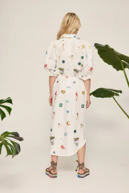 Alémais Soleil Embroidered Shirtdress White/Multi Size 12 for rent on The Volte - image 3