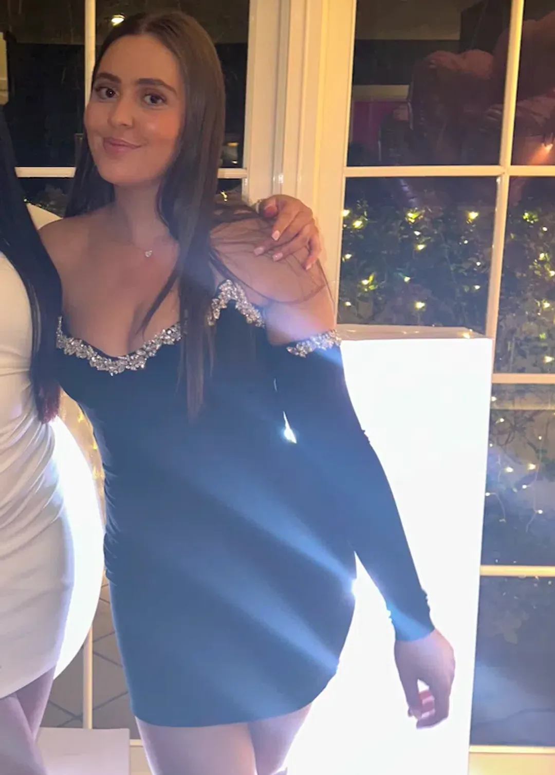 Albina Dyla Short Black Dress with Swarovski Trim Size M / AU 10 for rent on The Volte - main image