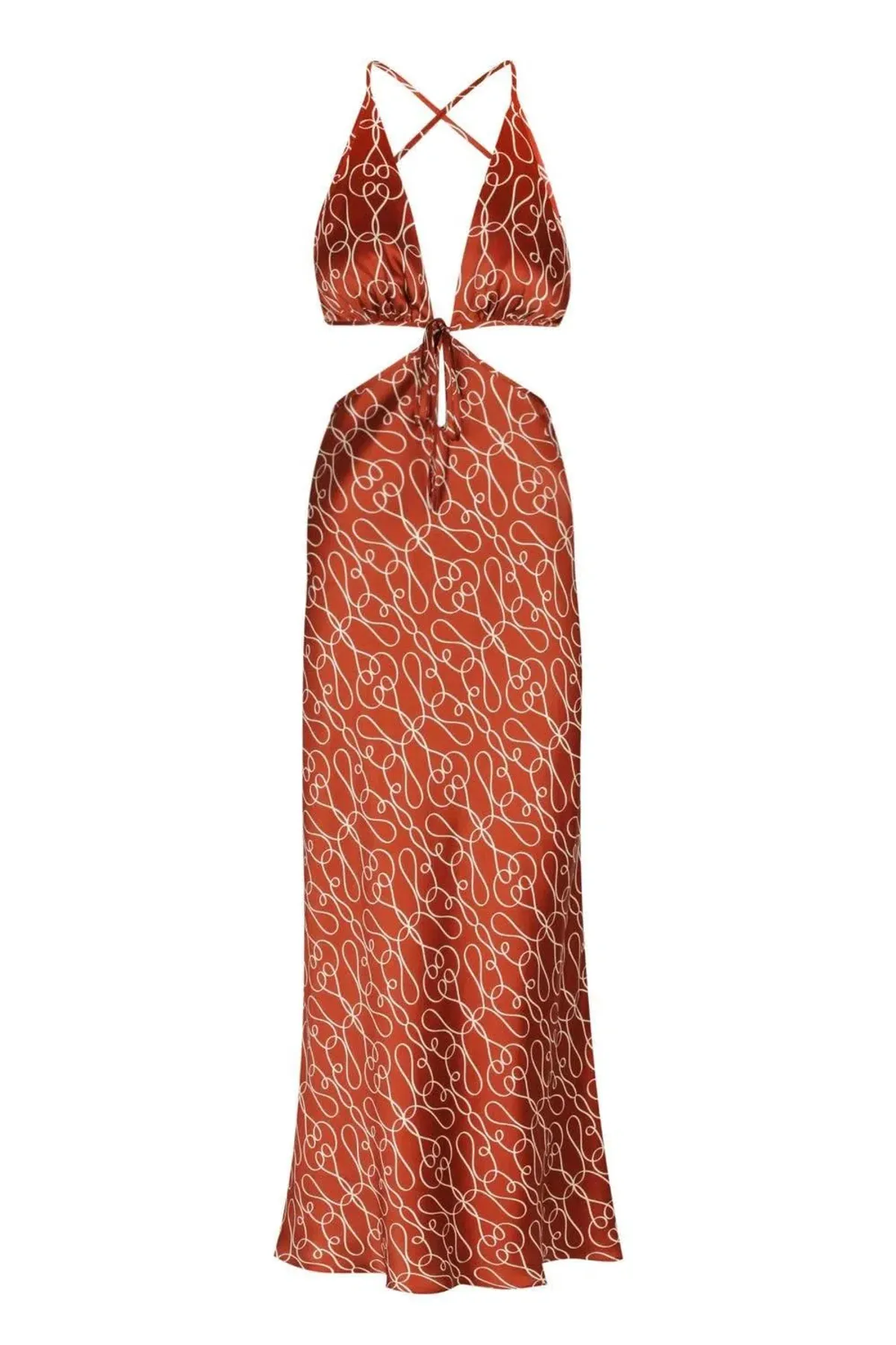 Shona Joy Artisti Silk Cut Out Tie Back Midi Dress Print Size 6 - Image 6