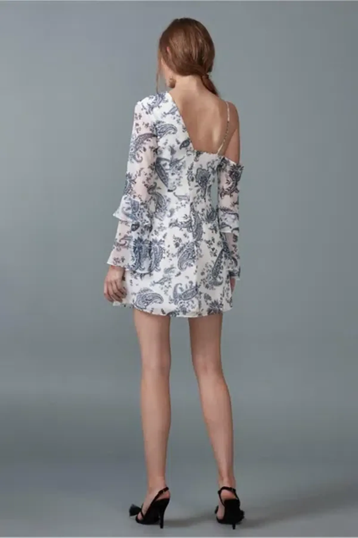 Keepsake the Label One Shoulder Asymmetric Mini Dress Paisley Print Size 8 - Image 3