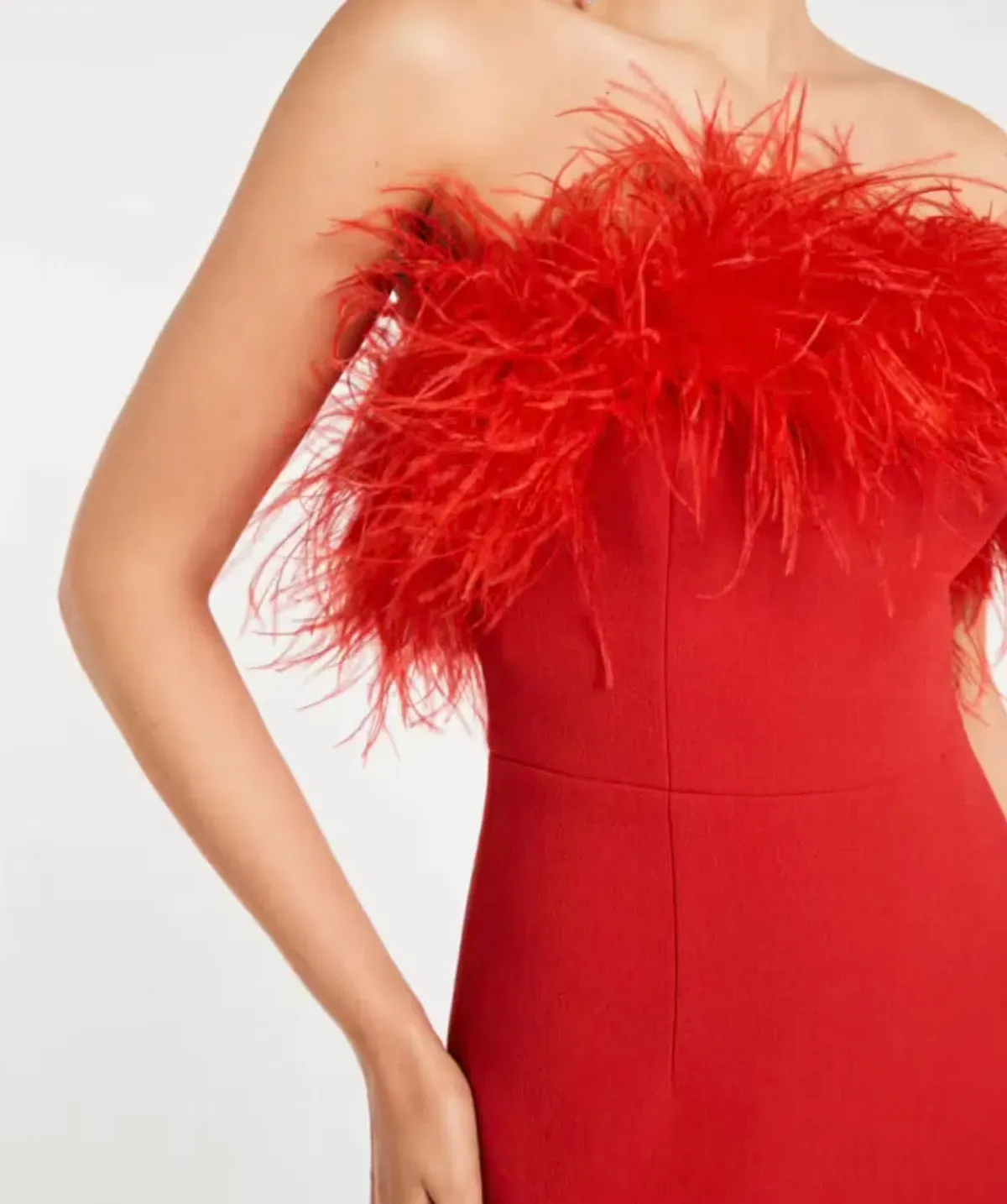 Rebecca Vallance Scarlett Strapless Feather Gown Red Size 6 - Image 2