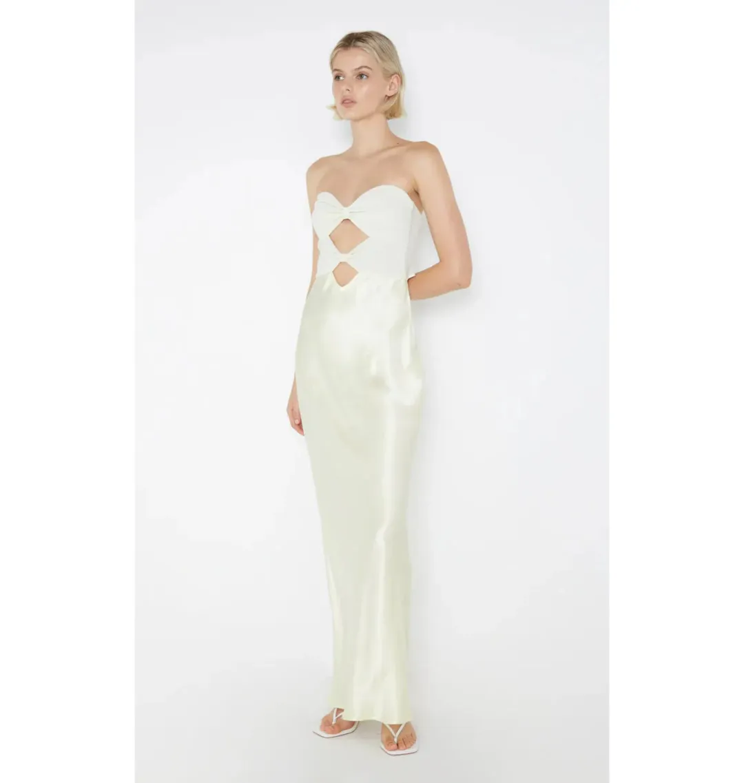 Bec and Bridge Halle Strapless Dress Ice Yellow Size AU 8 for rent on The Volte - main image