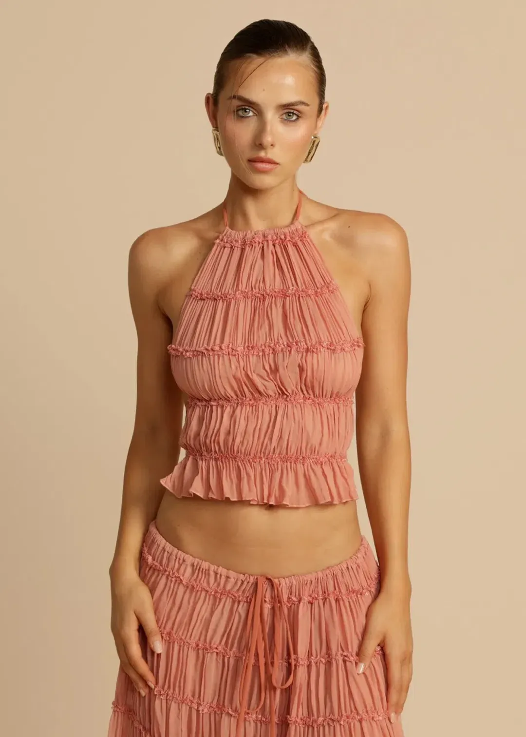 Arcina Ori Juliette Halter Set Peach Size S / AU 6-10 for rent on The Volte - main image