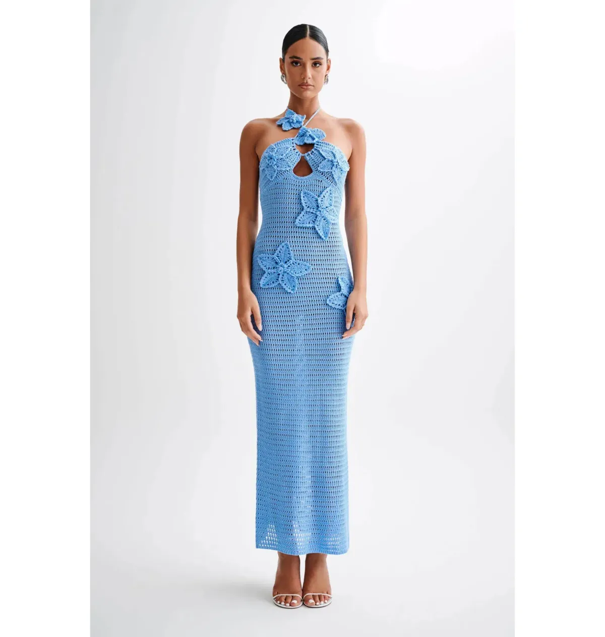 Meshki Floral Crochet Maxi Dress Cornflower Blue Size Small / AU 8 - Image 1