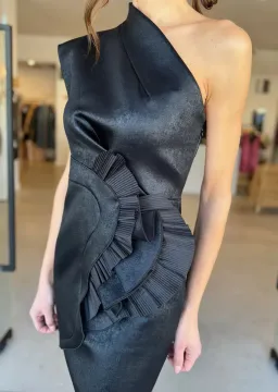 Acler Webster Mini Dress Metallic Black Size 8 for rent on The Volte - image 5