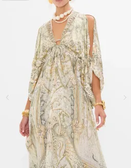 Camilla Ivory Tales Silk Kaftan With Hardware Cream One Size for rent on The Volte - image 1