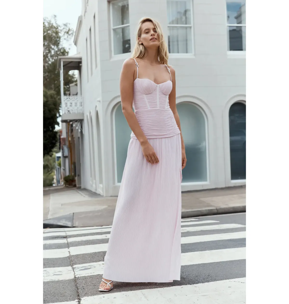 Manning Cartell Double Time Pleat Dress Pink Size AU 8 - Image 1