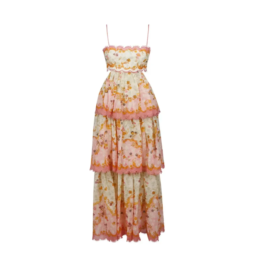Zimmermann The Laurel Frill Midi Dress in Floral Size 1 / AU 10 for rent on The Volte - main image