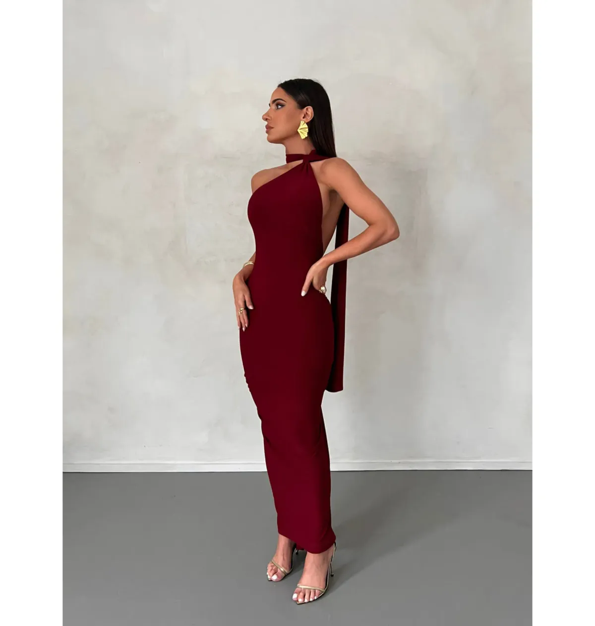 Melani The Label Leoni Dress in Wine Size AU 6 - Image 5