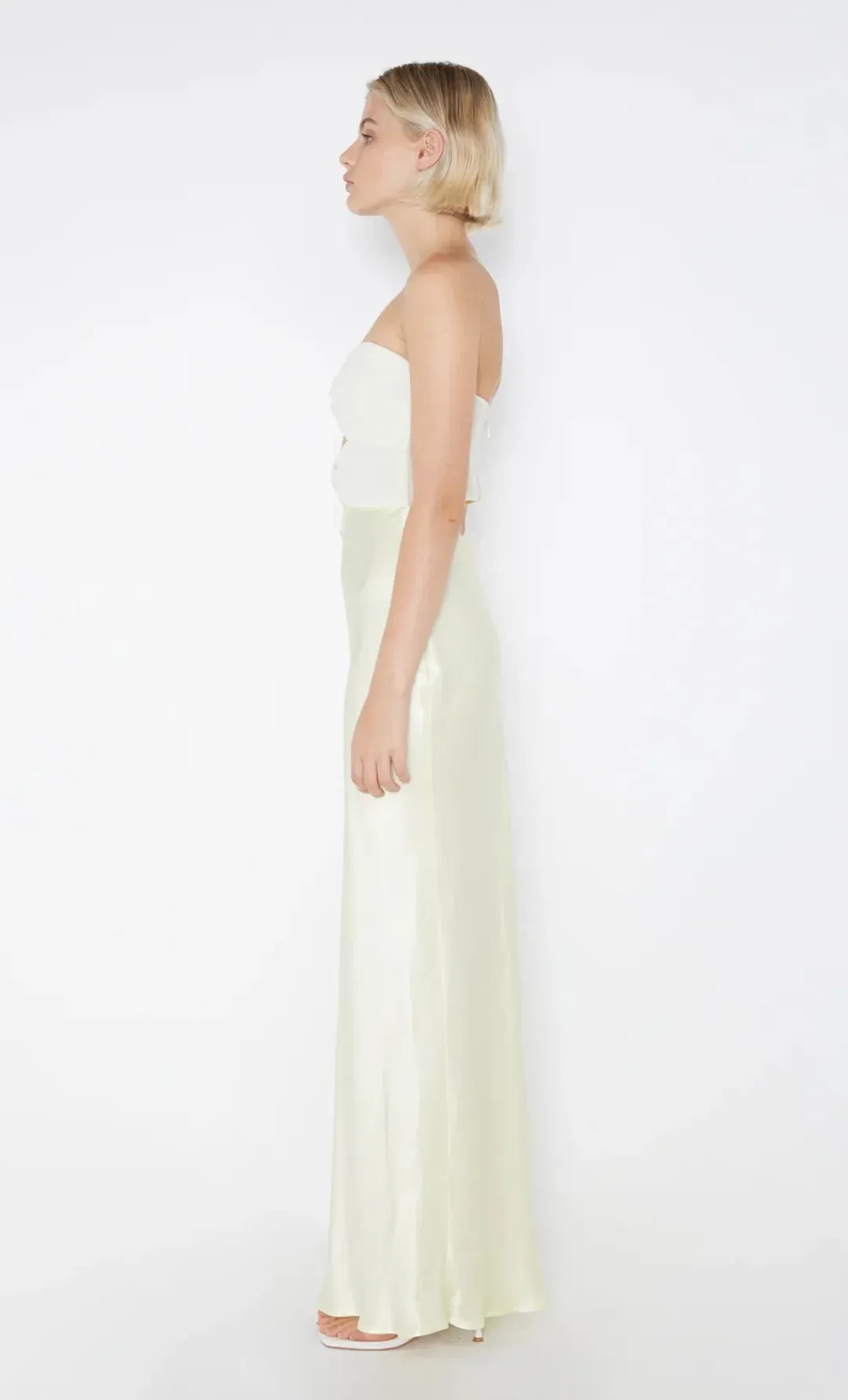 Bec & Bridge Halle Strapless Dress Ice Yellow Size AU 6 for rent on The Volte - main image
