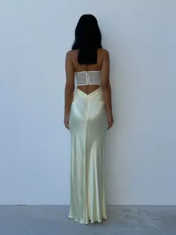 Bec & Bridge Halle Strapless Dress Ice Yellow Size AU 6 for rent on The Volte - image 3