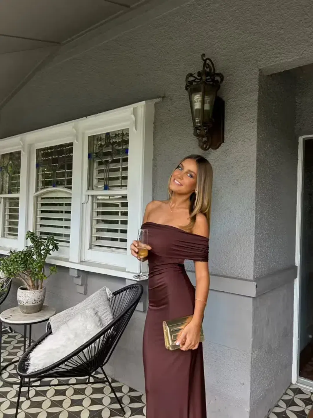 Effie Kats Viela Gown Cocoa Brown Size XS (6 AU) for rent on The Volte - main image