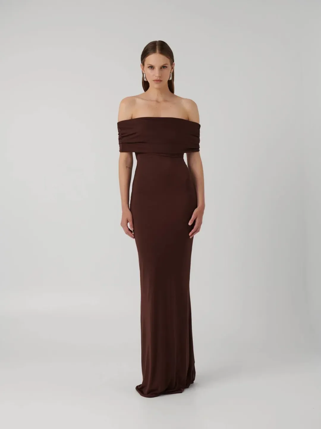 Effie Kats Viela Gown Cocoa Brown Size XS (6 AU) for rent on The Volte - main image