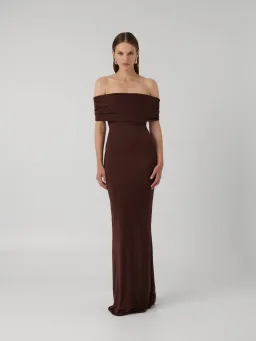 Effie Kats Viela Gown Cocoa Brown Size XS (6 AU) for rent on The Volte - image 2