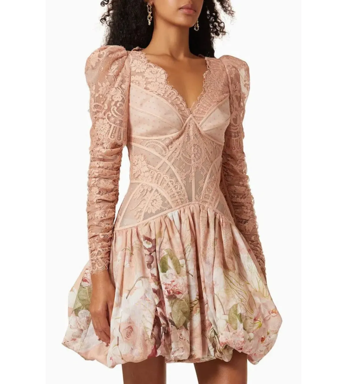 Zimmermann The Dancer Lace Mini Dress in Blush Garden Floral Size 1/Au 8 - Image 2