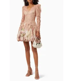 Zimmermann The Dancer Lace Mini Dress in Blush Garden Floral Size 1/Au 8 for rent on The Volte - image 1