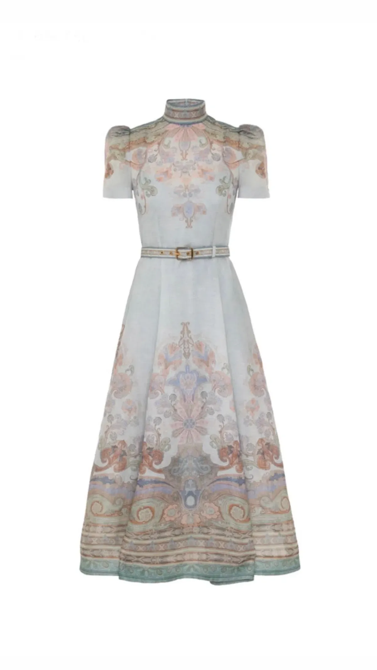 Zimmermann The Eden Belted Midi Dress in Blue Paisley Size 2 /12 - Image 2
