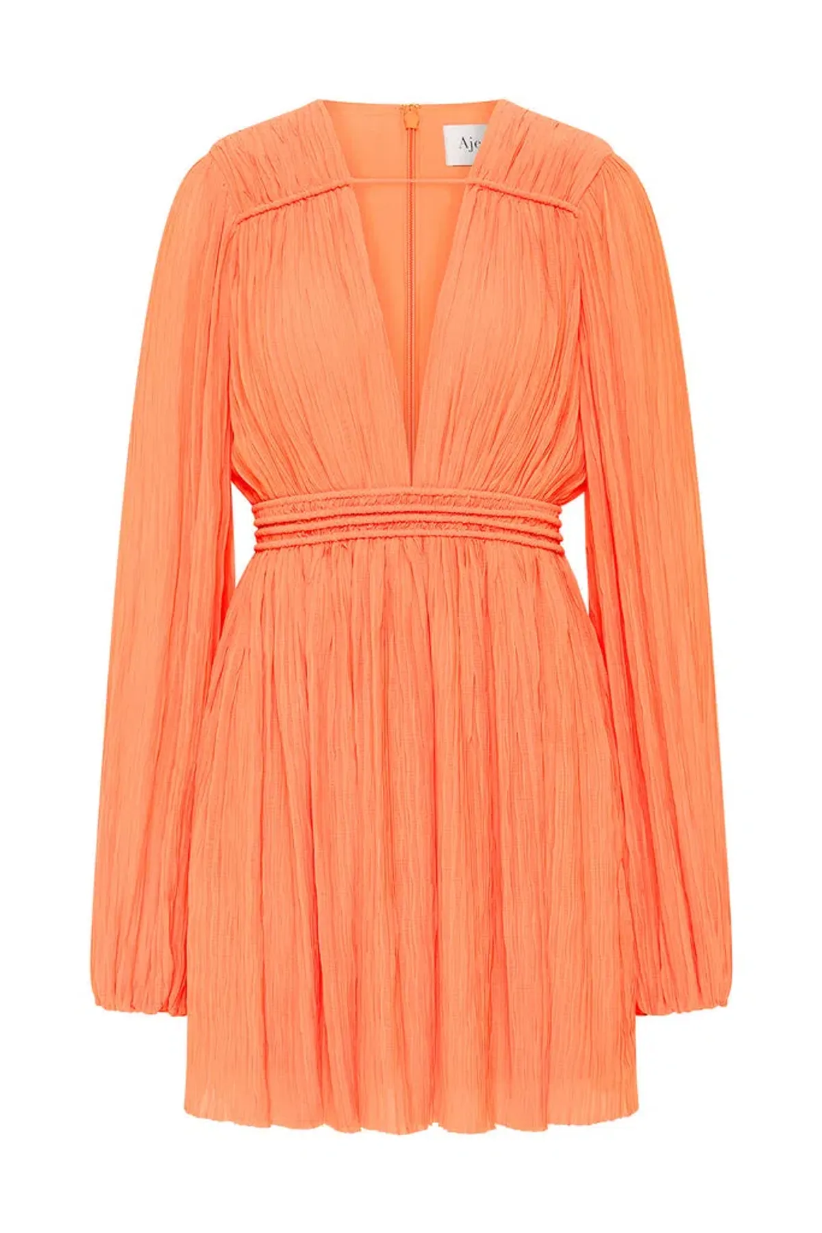 AJE Genevieve Pleated Mini Dress Apricot Size 12 - Image 3
