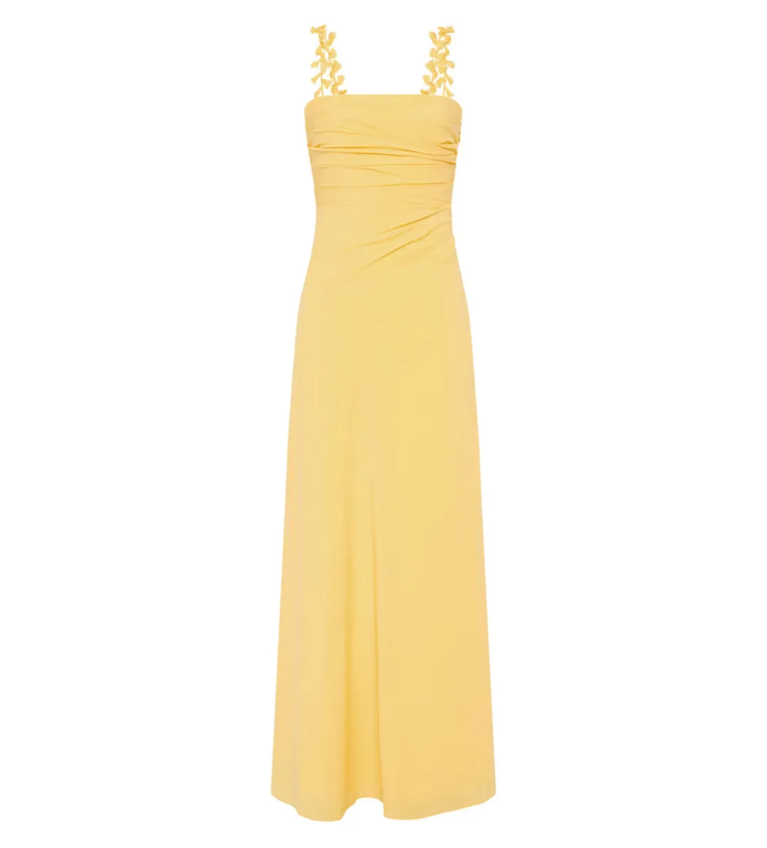 AJE Soulful Pom Pom Midi Dress Yellow Size 8 for rent on The Volte - main image