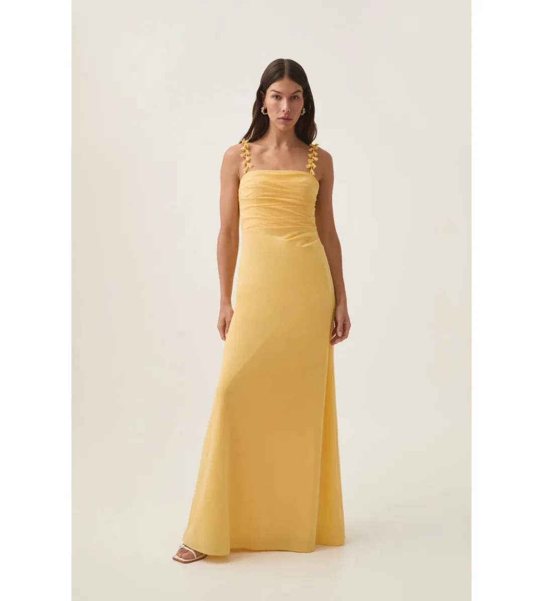 AJE Soulful Pom Pom Midi Dress Yellow Size 8 for rent on The Volte - main image