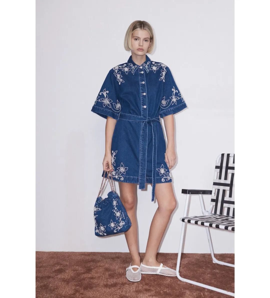 Alemais Carmen Mini Dress Light Blue Size 8 for rent on The Volte - main image