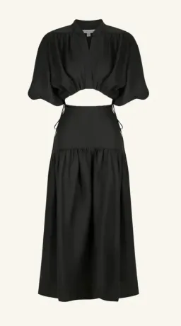 Shona Joy Mare Linen Deconstructed Midi Dress Black Size 8 for rent on The Volte - image 3