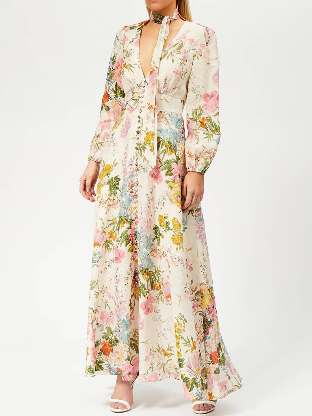 Zimmermann Heather Plunge Long Dress Floral Size AU 6 for rent on The Volte - main image
