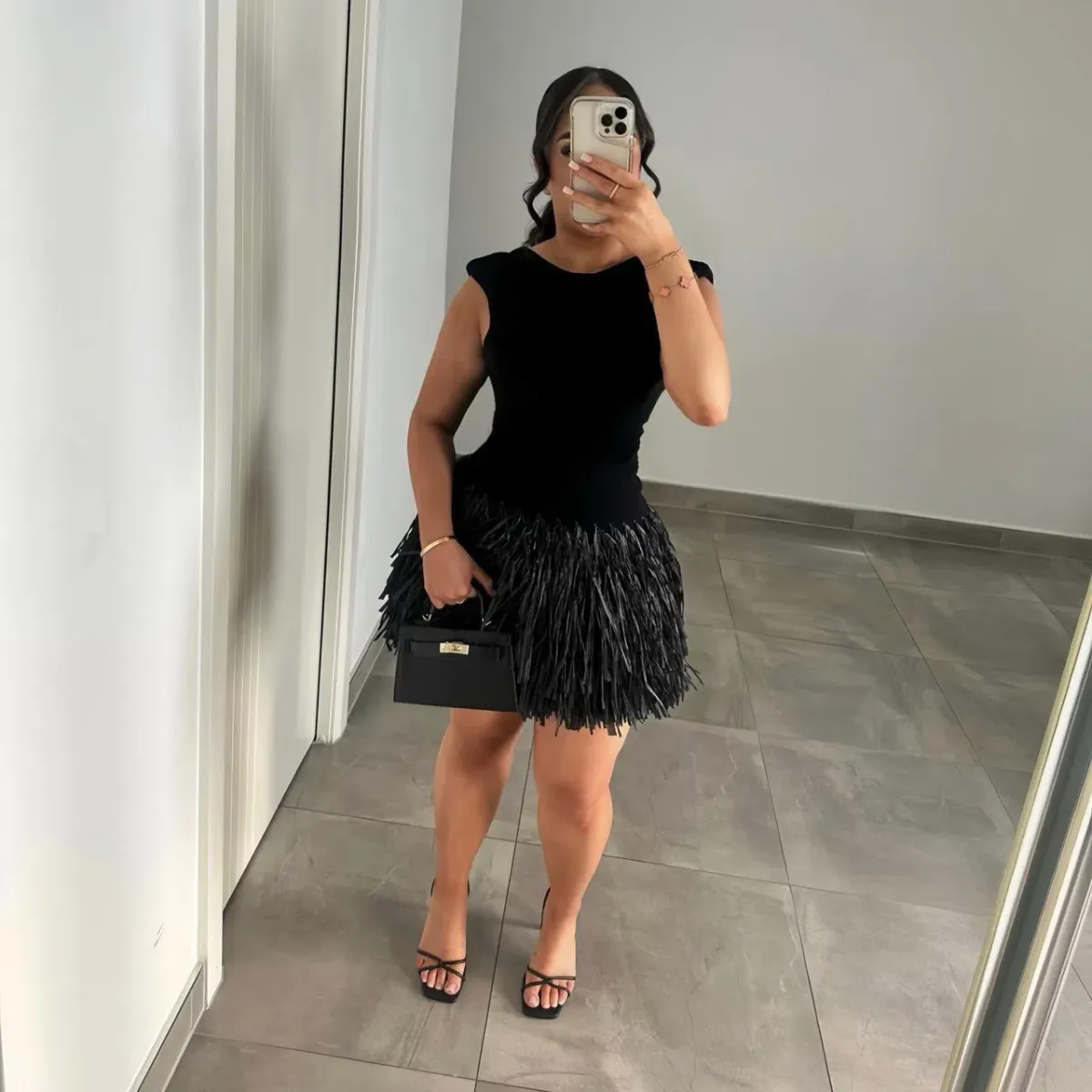 Aje Rushes Raffia Knit Mini Dress Black Size M / AU 10 - Image 5