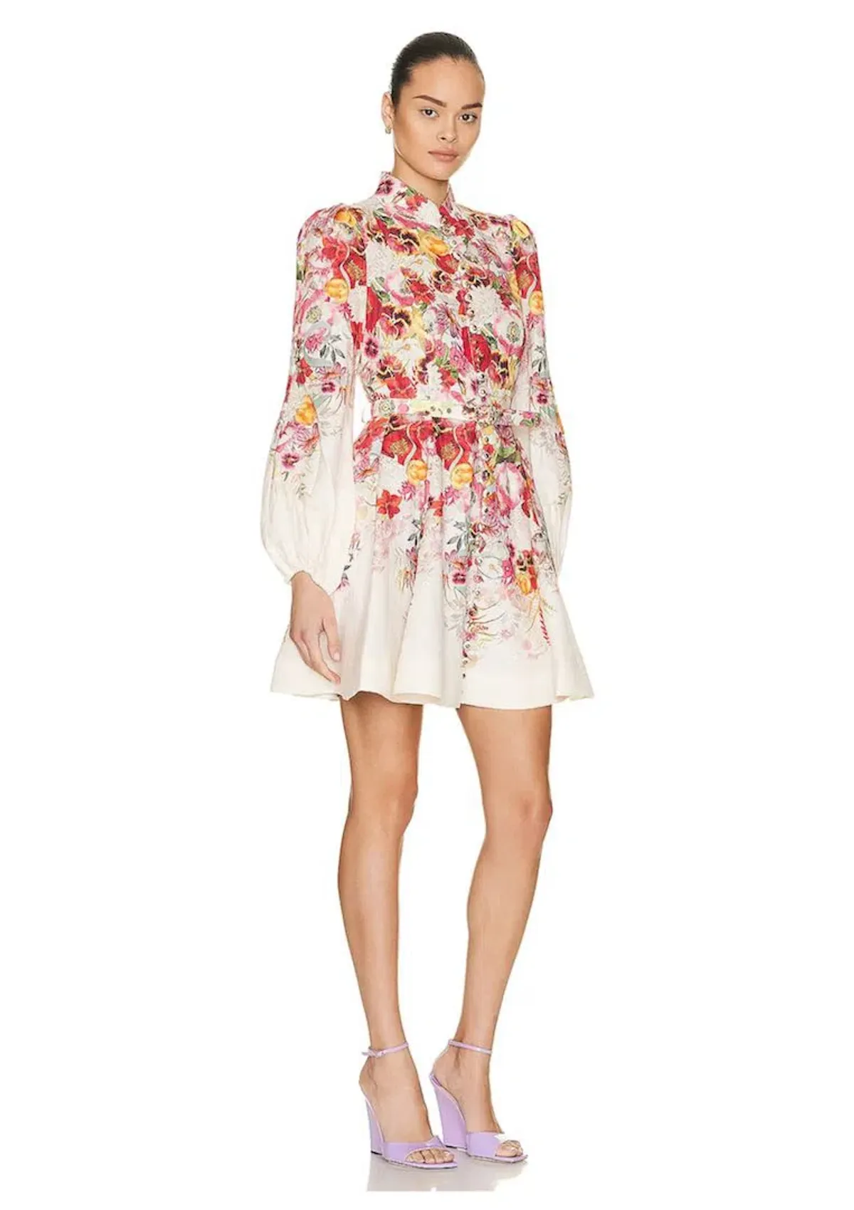 Zimmermann Wonderland Buttoned Mini Dress in Elka Poppy Ivory Border Size 1 / AU 10 - Image 1