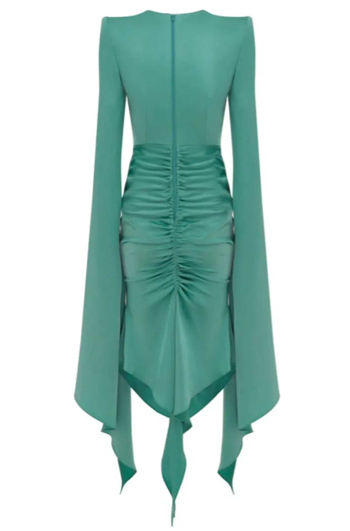 Alex Perry Powell Ruched Dress Teal Size 14 - Image 3