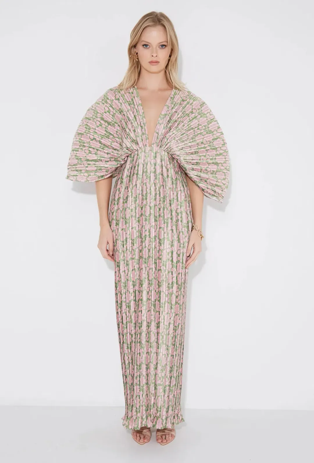 Sonya Moda Gianna Forever Dress Olive Pink Floral Size 8 for rent on The Volte - main image