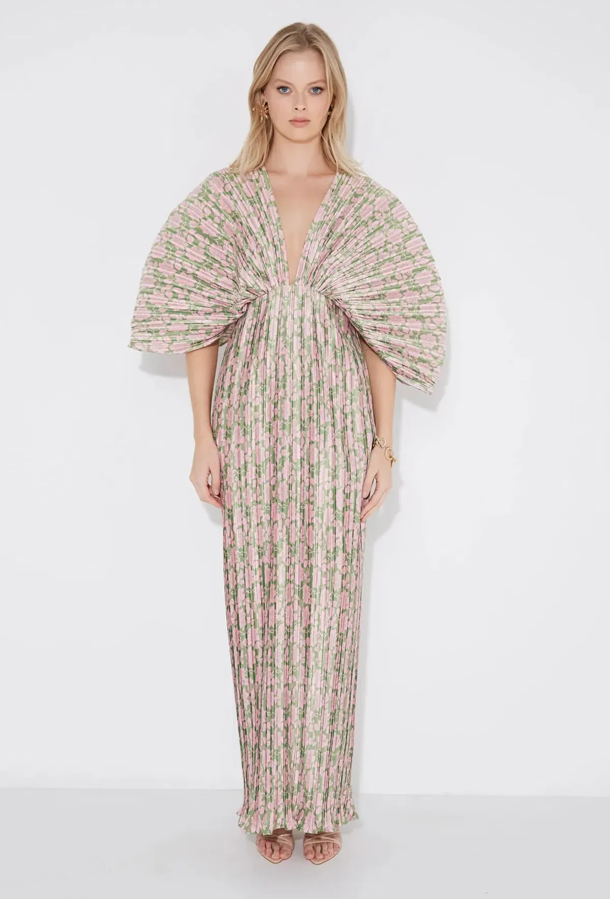 Sonya Moda Gianna Forever Dress Olive Pink Floral Size 8 for rent on The Volte - main image