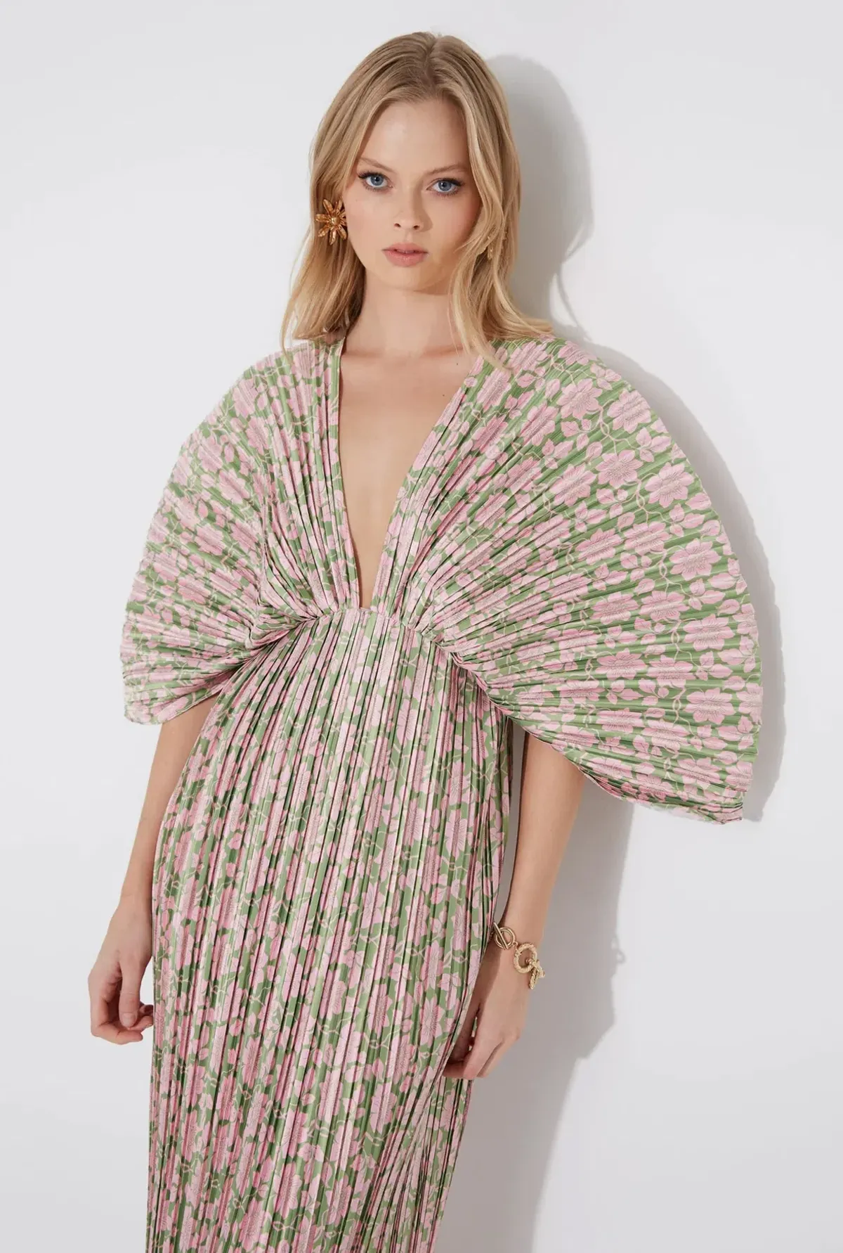 Sonya Moda Gianna Forever Dress Olive Pink Floral Size 8 - Image 2