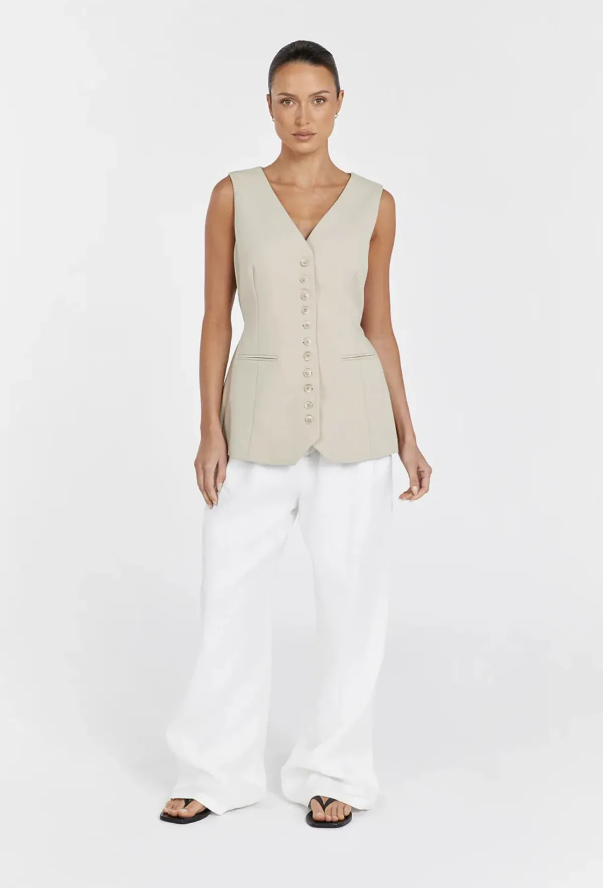 Dissh Celine Longline Vest & Pants Set in Pebble Size 12 - Image 2