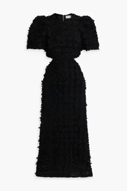 Rebecca Vallance Cherie Amour Puff Sleeve Midi Dress Black Size 10 for rent on The Volte - image 3