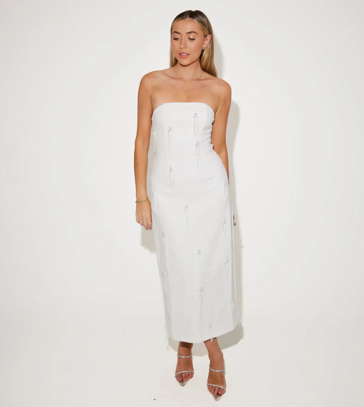 Odd Muse Ultimate Muse Embellished Midi Dress White Size 12 for rent on The Volte - main image
