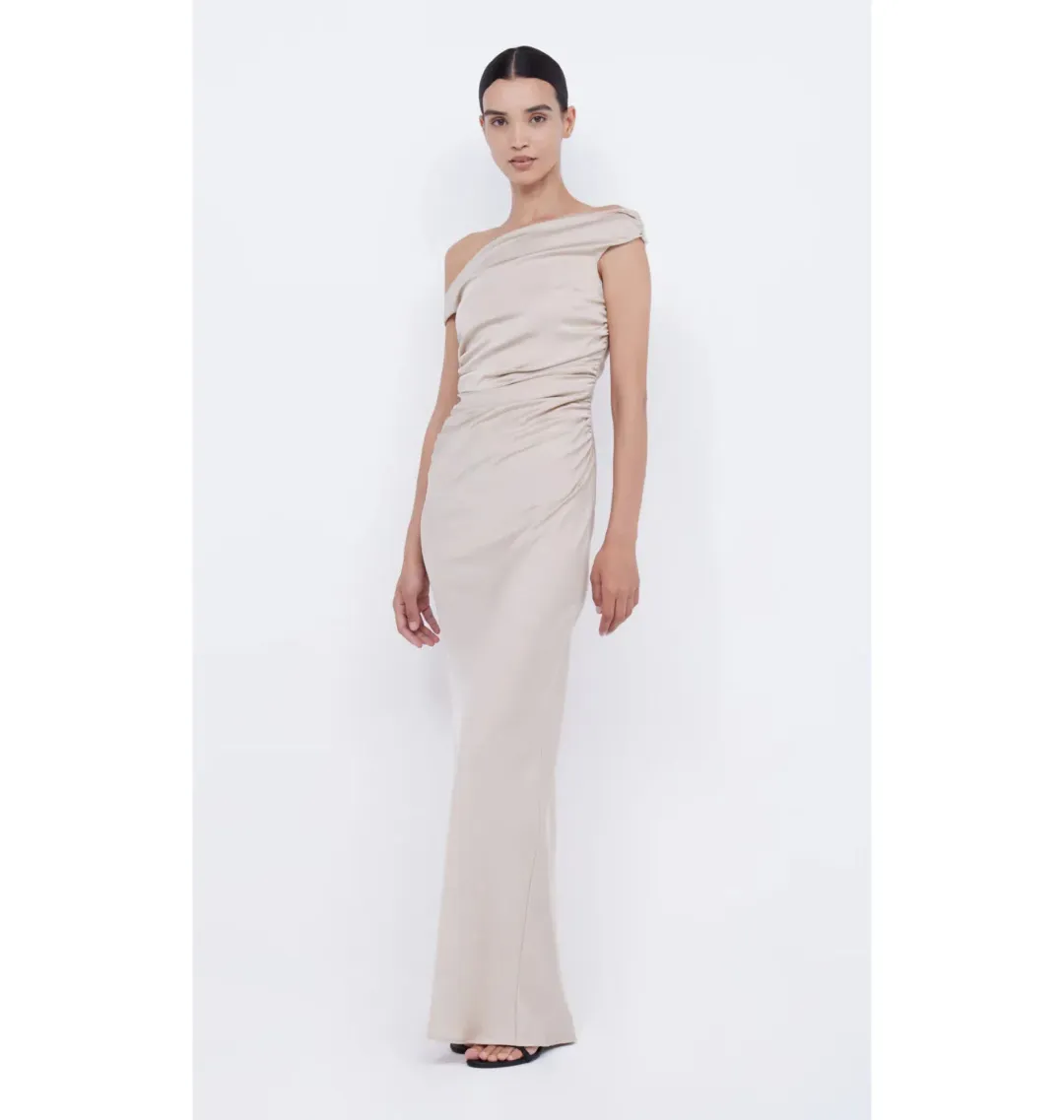 Bec & Bridge Eternity Off Shoulder Maxi Dress Sand Size AU 14 for rent on The Volte - main image