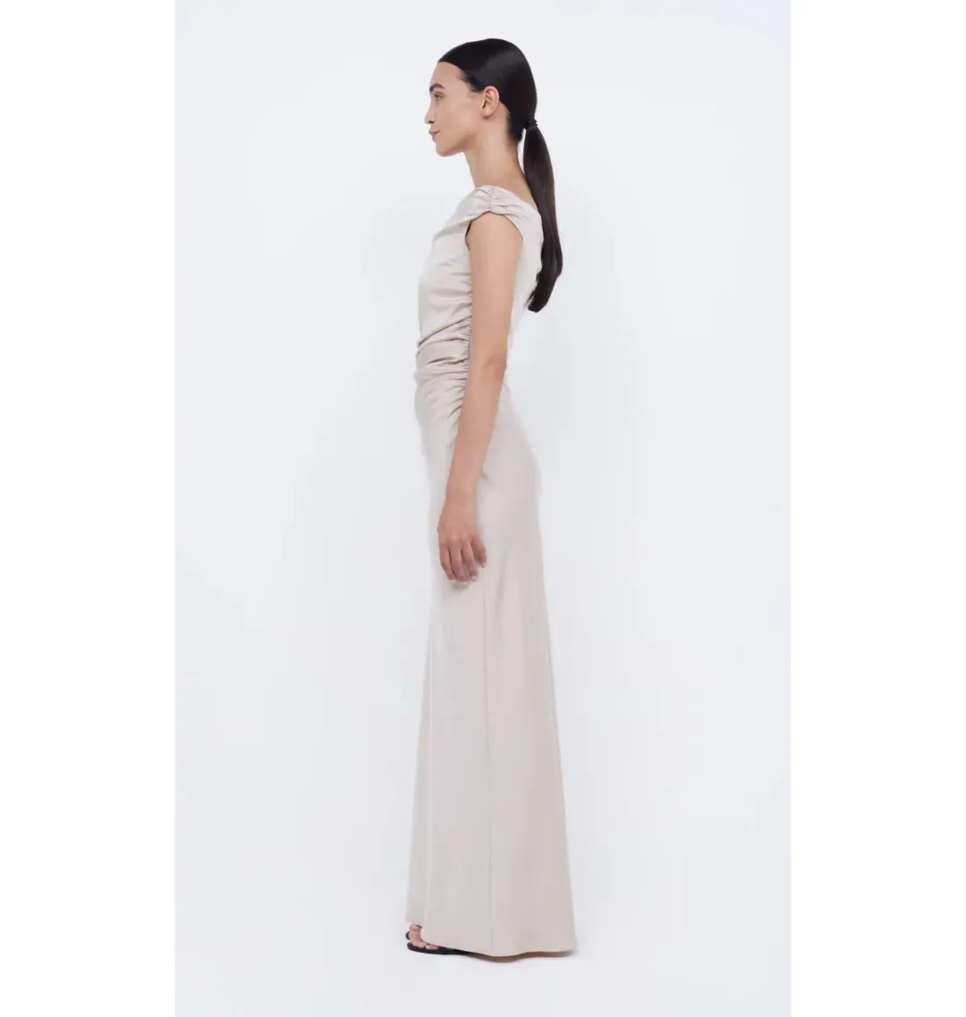 Bec & Bridge Eternity Off Shoulder Maxi Dress Sand Size AU 14 for rent on The Volte - main image