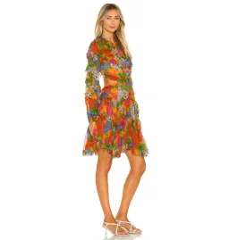 Zimmermann Riders Frill Mini Dress Mango Floral Size 2 / AU 12 for rent on The Volte - image 2
