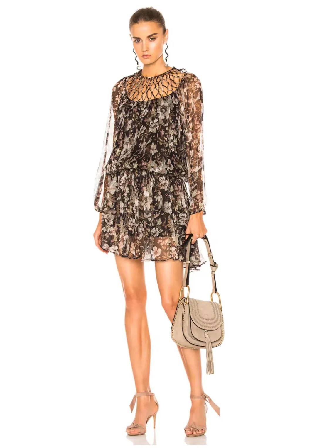 Zimmermann Gossamer Lattice Drawn Mini Dress Floral Size 0 / AU 8 for rent on The Volte - main image